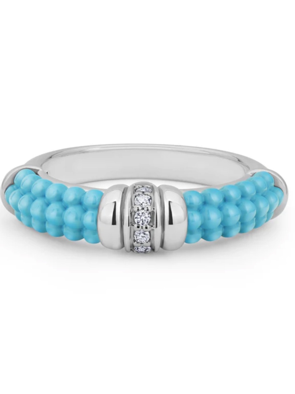 Blue Ceramic Diamond Stacking Ring from Lagos - Picture 10 of 11